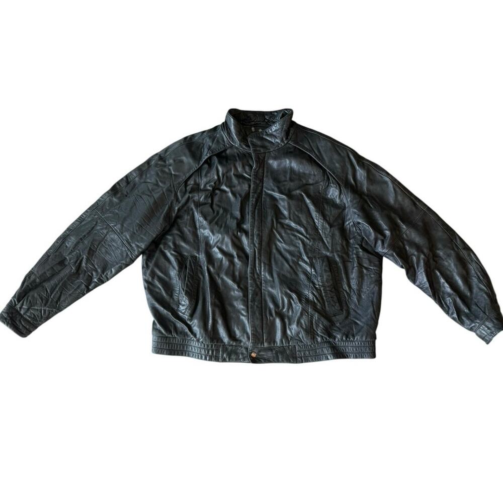 Vintage 90s Leather Bomber Jacket Mens Unisex Sz 44 / Large